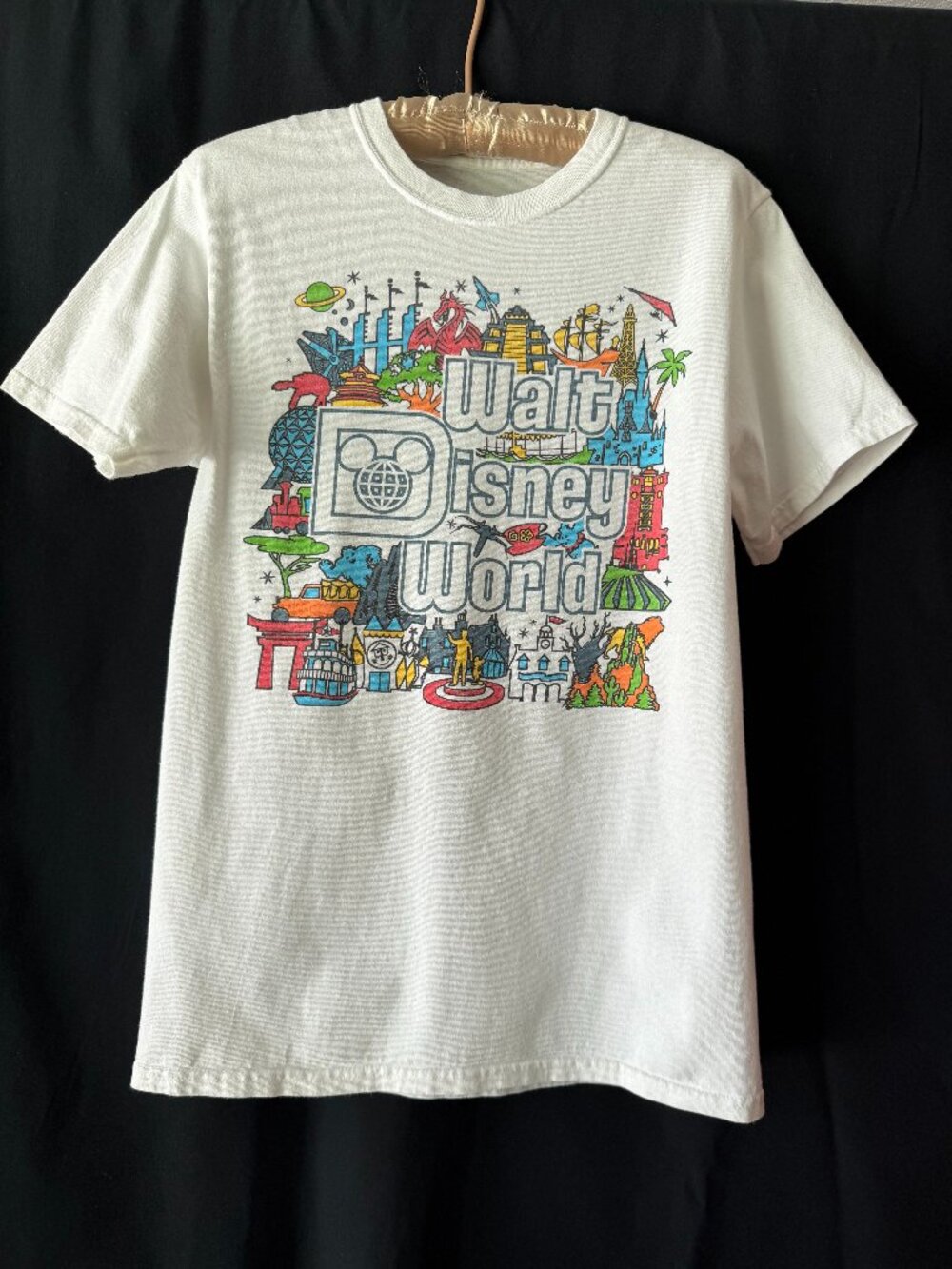 Disney World Rides Small White Graphic TShirt